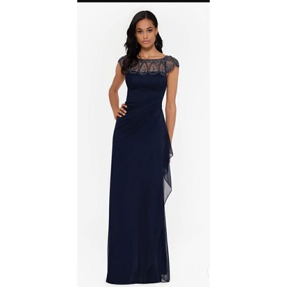 “Paisley “ beaded, mesh gown, ￼by XScape Babyblue stunning !!! size 8. Over $200 - Picture 16 of 16